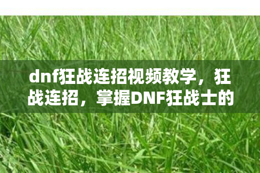 dnf狂战连招视频教学，狂战连招，掌握DNF狂战士的致命节奏