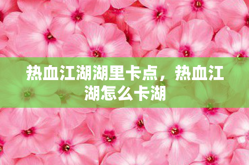 热血江湖湖里卡点，热血江湖怎么卡湖
