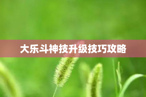 大乐斗神技升级技巧攻略