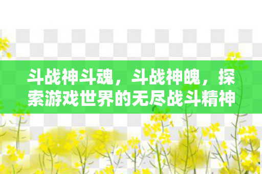 斗战神斗魂，斗战神魄，探索游戏世界的无尽战斗精神