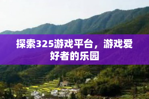 探索325游戏平台，游戏爱好者的乐园