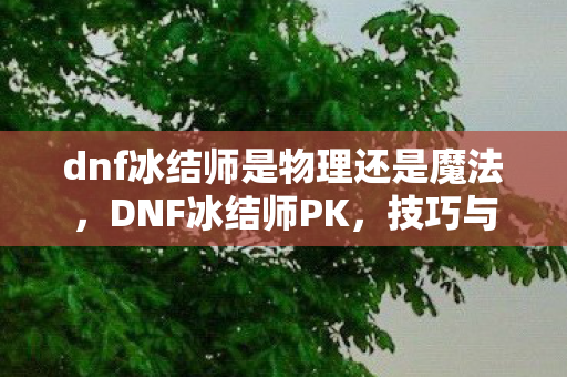 dnf冰结师是物理还是魔法，DNF冰结师PK，技巧与策略的深度剖析