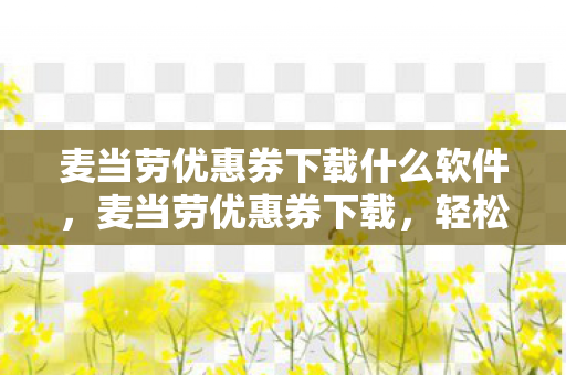 麦当劳优惠券下载什么软件，麦当劳优惠券下载，轻松获取，尽享美味优惠