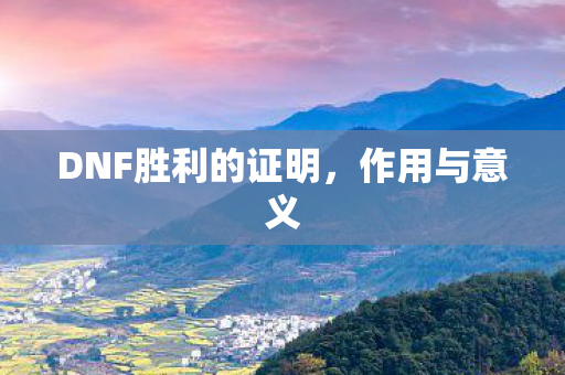 DNF胜利的证明，作用与意义