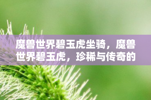 魔兽世界碧玉虎坐骑，魔兽世界碧玉虎，珍稀与传奇的完美结合