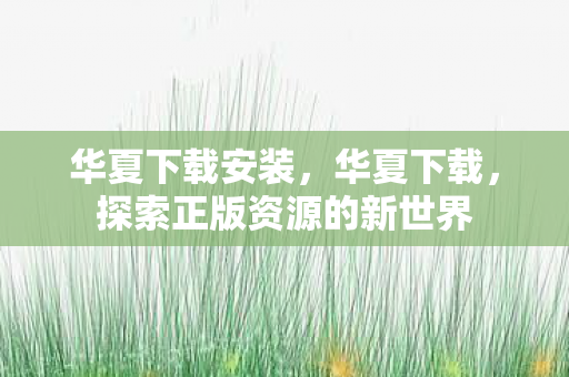 华夏下载安装，华夏下载，探索正版资源的新世界