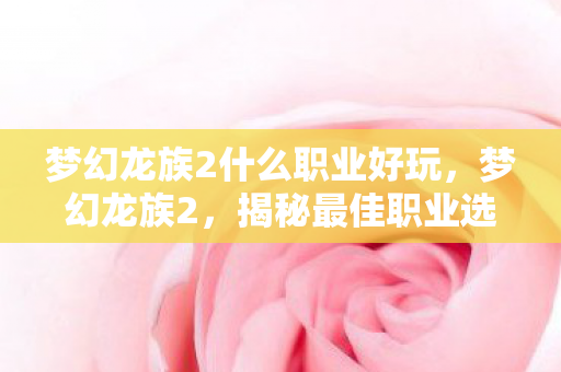 梦幻龙族2什么职业好玩，梦幻龙族2，揭秘最佳职业选择