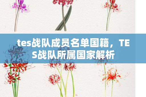 tes战队成员名单国籍，TES战队所属国家解析