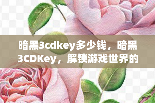 暗黑3cdkey多少钱，暗黑3CDKey，解锁游戏世界的神秘钥匙