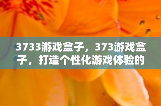3733游戏盒子，373游戏盒子，打造个性化游戏体验的优选平台