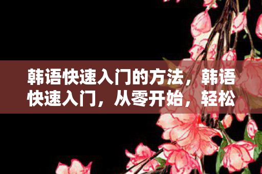 韩语快速入门的方法，韩语快速入门，从零开始，轻松掌握韩语基础