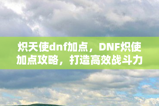 炽天使dnf加点，DNF炽使加点攻略，打造高效战斗力的关键