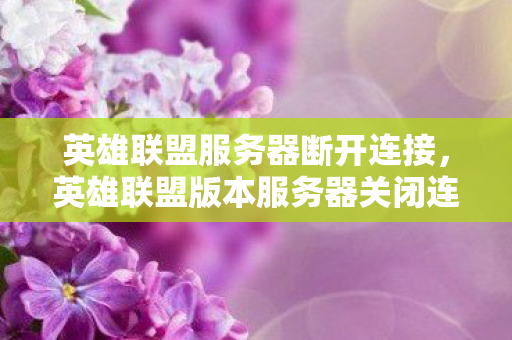 英雄联盟服务器断开连接，英雄联盟版本服务器关闭连接，玩家需关注官方公告，确保游戏体验