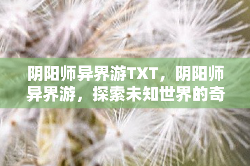 阴阳师异界游TXT，阴阳师异界游，探索未知世界的奇幻之旅