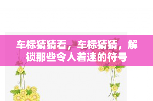 车标猜猜看，车标猜猜，解锁那些令人着迷的符号