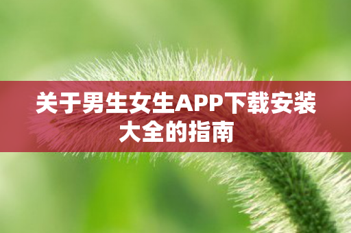 关于男生女生APP下载安装大全的指南