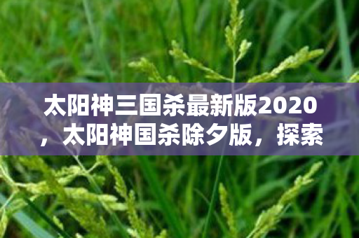太阳神三国杀最新版2020，太阳神国杀除夕版，探索全新游戏世界的奇妙之旅