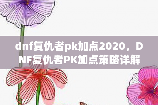 dnf复仇者pk加点2020，DNF复仇者PK加点策略详解