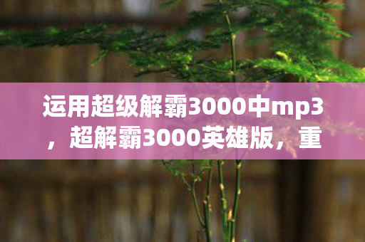运用超级解霸3000中mp3，超解霸3000英雄版，重塑经典，引领游戏新风尚
