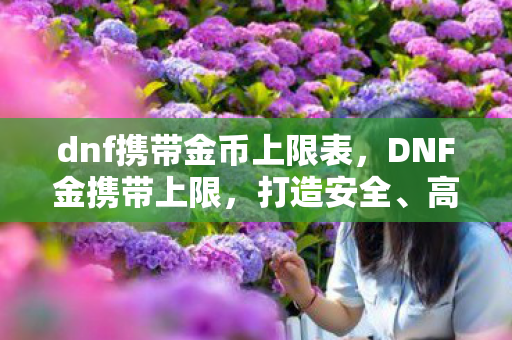 dnf携带金币上限表，DNF金携带上限，打造安全、高效的金币交易环境