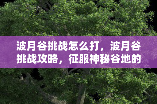 波月谷挑战怎么打，波月谷挑战攻略，征服神秘谷地的终极指南