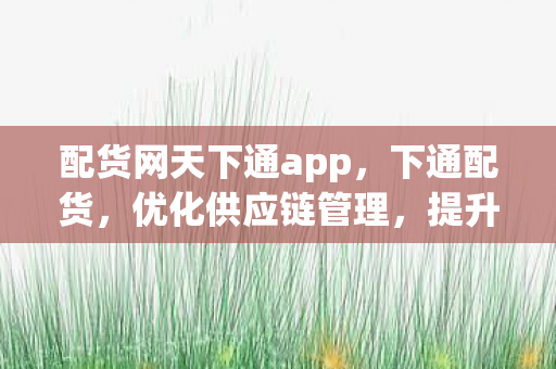 配货网天下通app，下通配货，优化供应链管理，提升企业竞争力