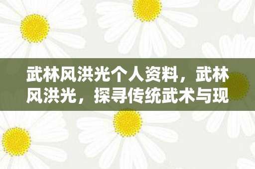 武林风洪光个人资料，武林风洪光，探寻传统武术与现代竞技的交融