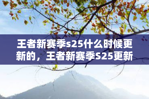 王者新赛季s25什么时候更新的，王者新赛季S25更新时间预测