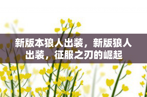 新版本狼人出装，新版狼人出装，征服之刃的崛起
