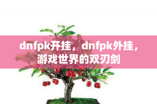 dnfpk开挂，dnfpk外挂，游戏世界的双刃剑