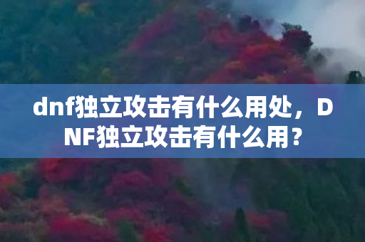 dnf独立攻击有什么用处，DNF独立攻击有什么用？