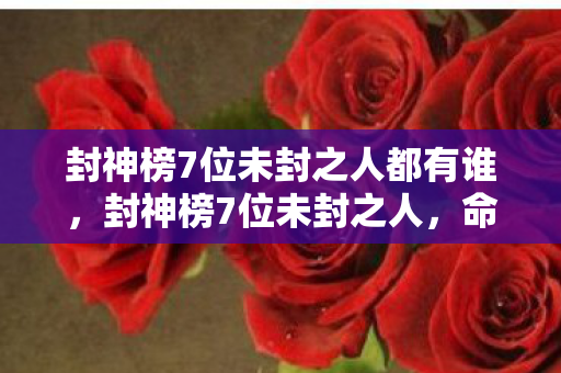 封神榜7位未封之人都有谁，封神榜7位未封之人，命运的捉弄与传奇的延续