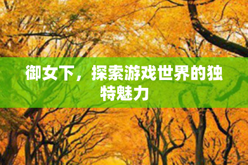 御女下，探索游戏世界的独特魅力