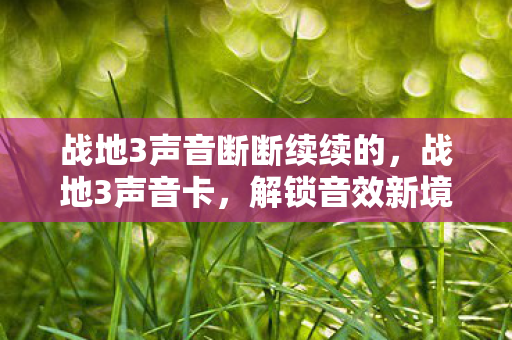 战地3声音断断续续的，战地3声音卡，解锁音效新境界