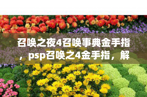 召唤之夜4召唤事典金手指，psp召唤之4金手指，解锁游戏新境界的神奇工具
