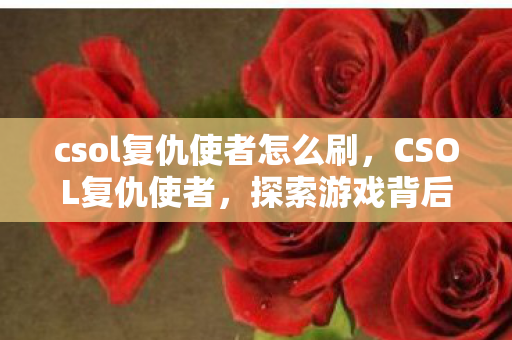 csol复仇使者怎么刷，CSOL复仇使者，探索游戏背后的策略与激情