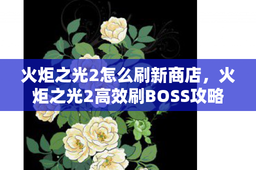 火炬之光2怎么刷新商店，火炬之光2高效刷BOSS攻略
