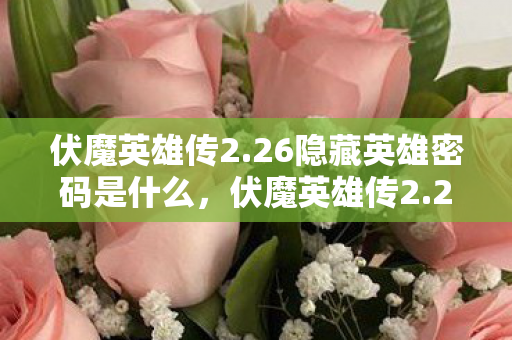 伏魔英雄传2.26隐藏英雄密码是什么，伏魔英雄传2.26隐藏英雄密码揭秘，传奇再续，英雄辈出