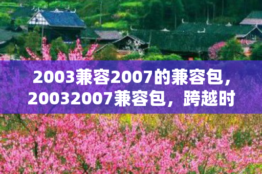 2003兼容2007的兼容包，20032007兼容包，跨越时代的经典之作
