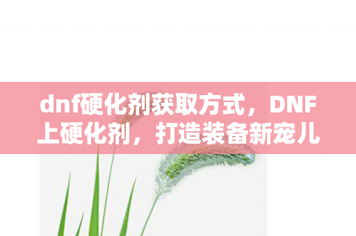 dnf硬化剂获取方式，DNF上硬化剂，打造装备新宠儿