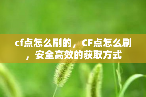 cf点怎么刷的，CF点怎么刷，安全高效的获取方式