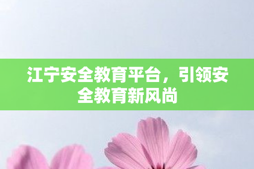 江宁安全教育平台，引领安全教育新风尚