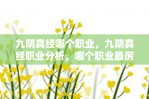 九阴真经哪个职业，九阴真经职业分析，哪个职业最厉害？
