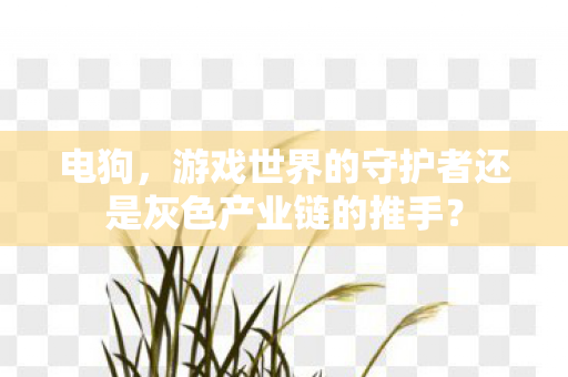 电狗，游戏世界的守护者还是灰色产业链的推手？