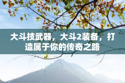 大斗技武器，大斗2装备，打造属于你的传奇之路