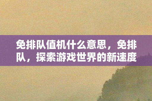 免排队值机什么意思，免排队，探索游戏世界的新速度