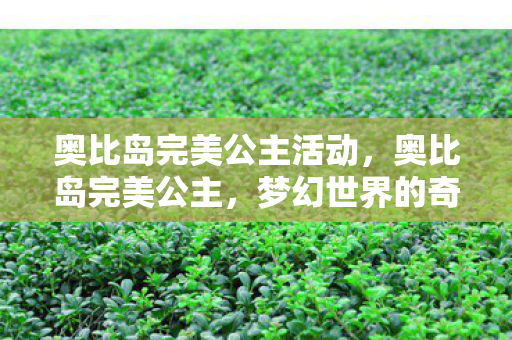 奥比岛完美公主活动，奥比岛完美公主，梦幻世界的奇妙冒险