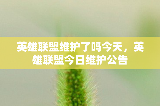 英雄联盟维护了吗今天，英雄联盟今日维护公告