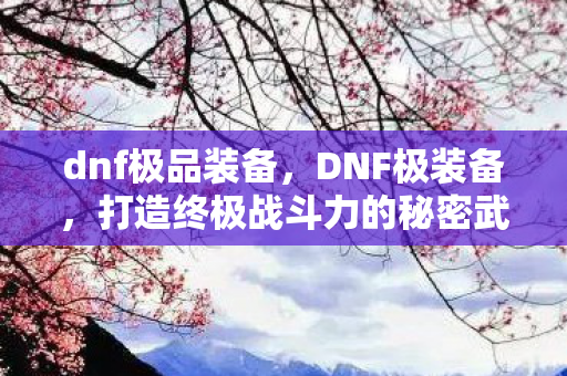 dnf极品装备，DNF极装备，打造终极战斗力的秘密武器