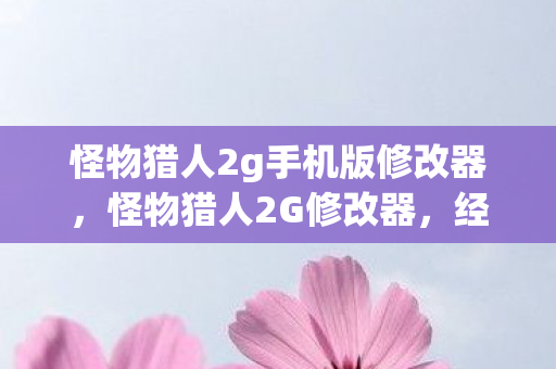 怪物猎人2g手机版修改器，怪物猎人2G修改器，经典游戏的辅助神器